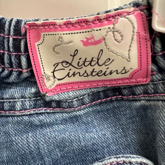Disney Little Einstein 4T Girls Blue Denim Jeans Capris with Floral Embroidery - Picture 10 of 12